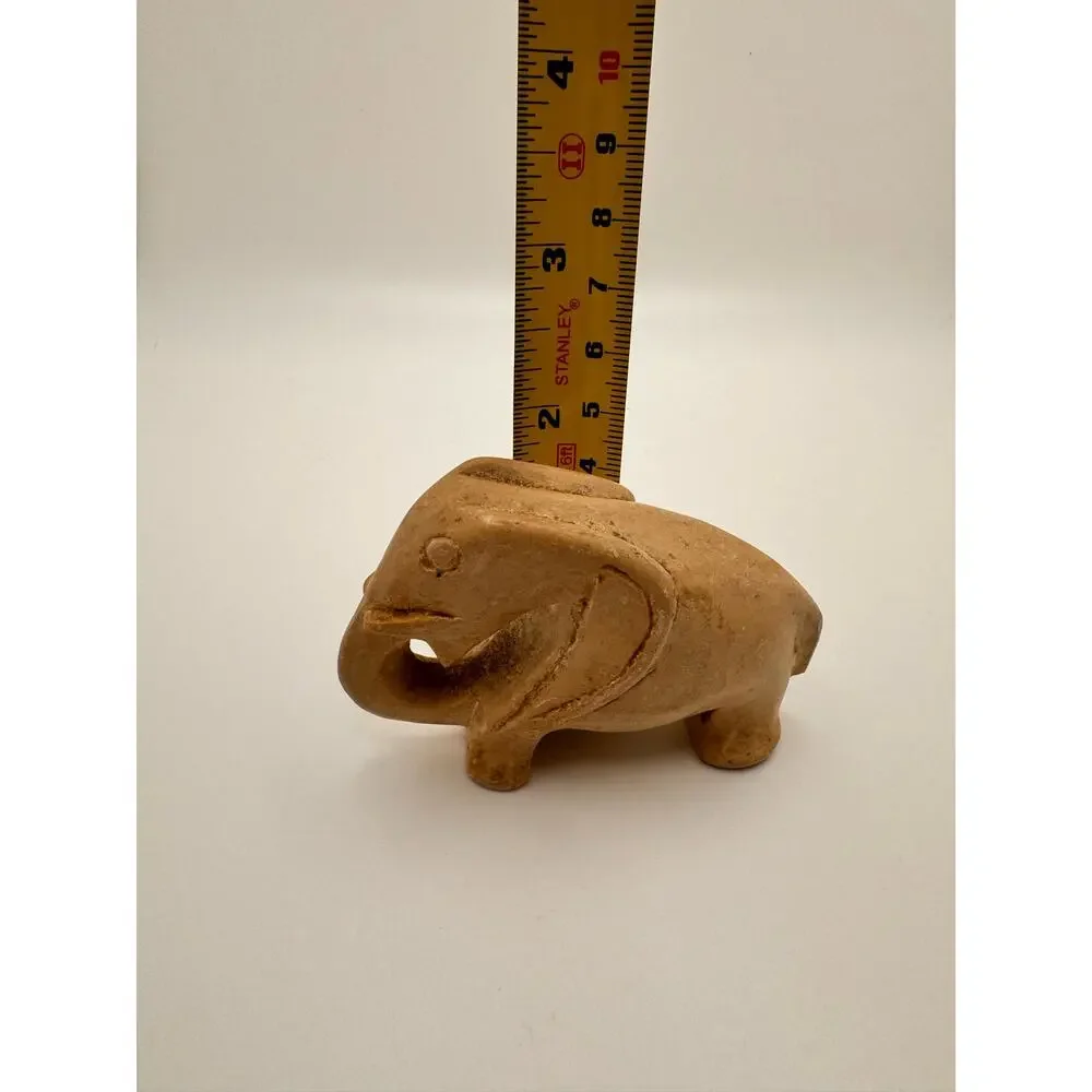 Vintage Soapstone Two Animals Elephant Lion Hand Carved Africa African Figurine
